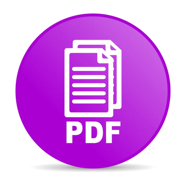 PDF fioletowy koło WWW błyszczący ikona — Zdjęcie stockowe