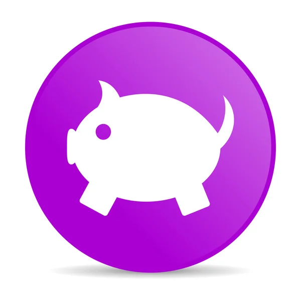 Porquinho banco violeta círculo web brilhante ícone — Fotografia de Stock