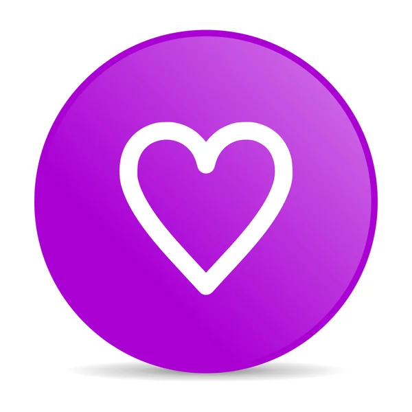 Corazón violeta círculo web brillante icono — Foto de Stock