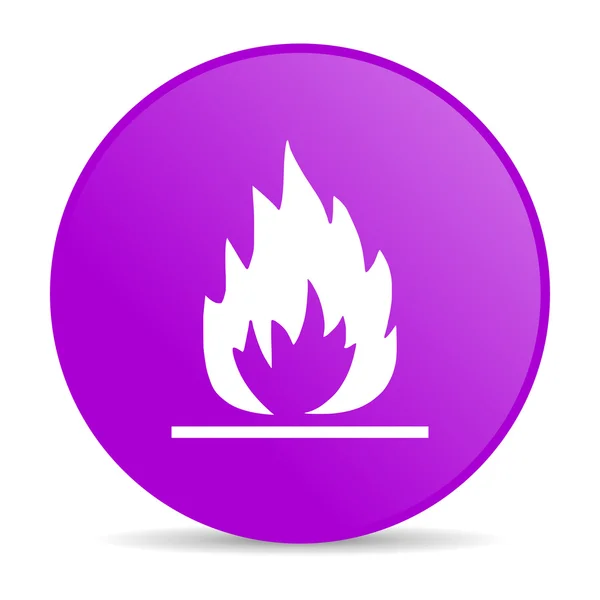 Chama círculo violeta web ícone brilhante — Fotografia de Stock