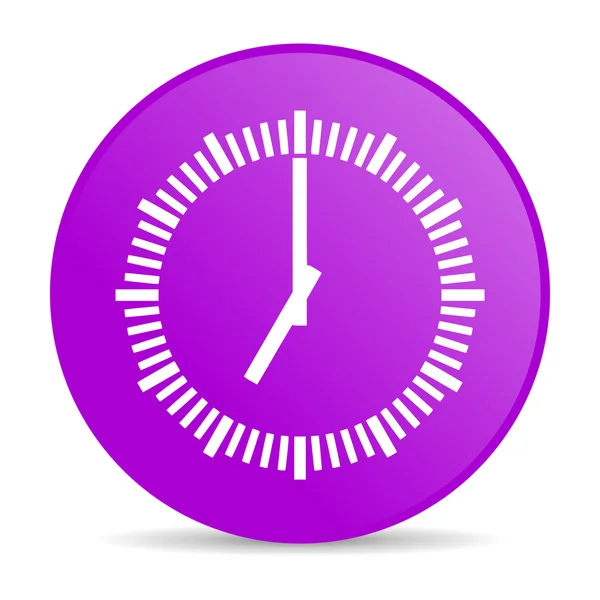 Reloj violeta círculo web brillante icono — Foto de Stock