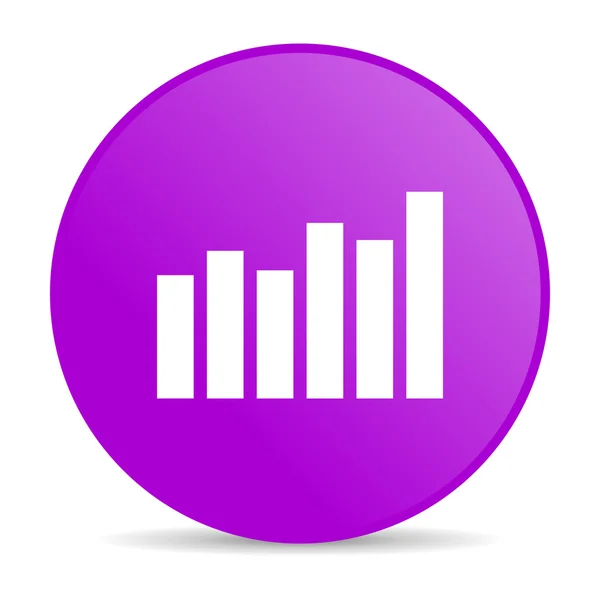 Gráfico de barras círculo violeta web ícone brilhante — Fotografia de Stock