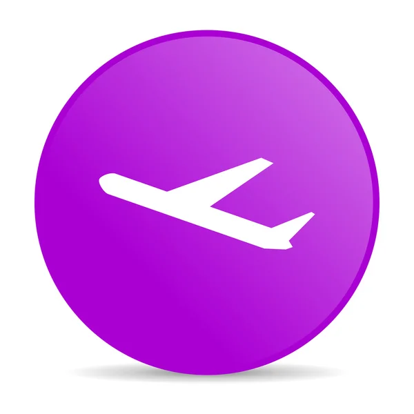 Airplane violet circle web glossy icon — Stock Photo, Image