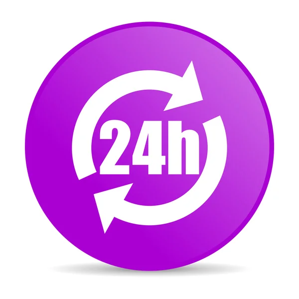 24h violett Kreis Web-Hochglanz-Symbol — Stockfoto