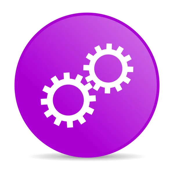 Gears violet circle web glossy icon — Stock Photo, Image