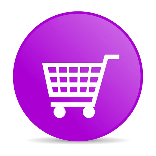 Warenkorb violett Kreis Web-Hochglanz-Symbol — Stockfoto