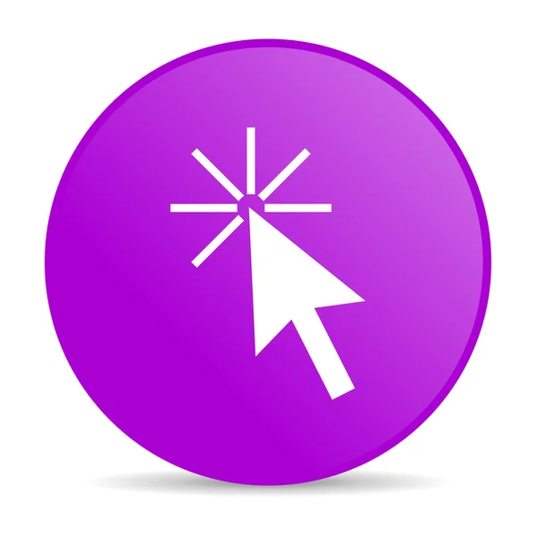 Click here violet circle web glossy icon — Stock Photo, Image