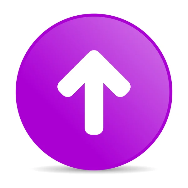 Иконка со стрелкой вверх по фиолетовому кругу — стоковое фото