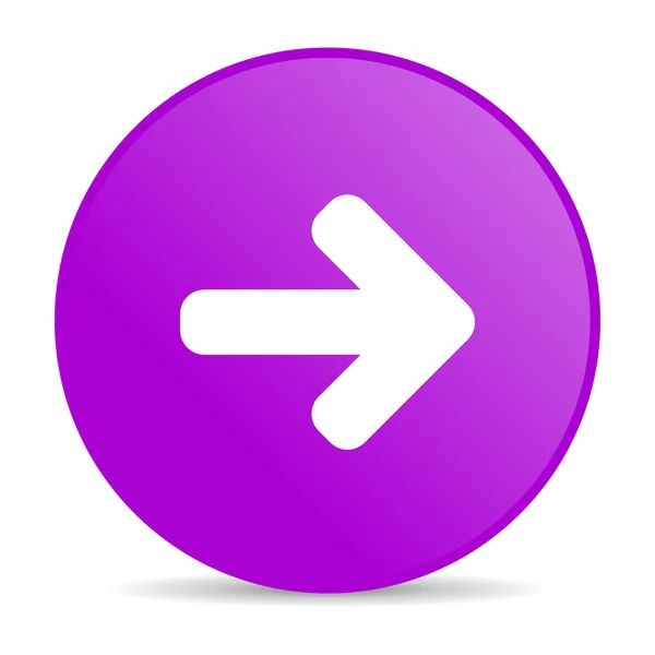 Pijl rechts violet cirkel web glanzende pictogram — Stockfoto