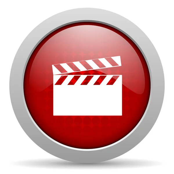 Film czerwone koło WWW błyszczący ikona — Zdjęcie stockowe