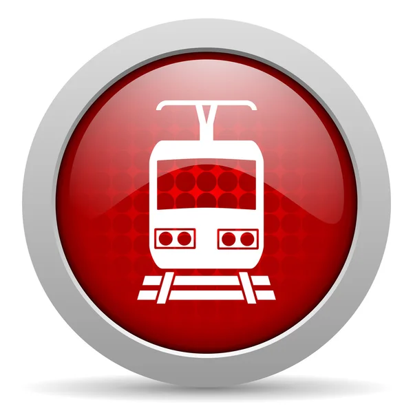 Train red circle web glossy icon — Stock Photo, Image