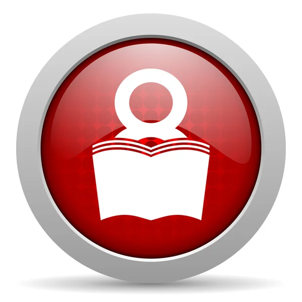 Lesklý ikona webové knihy červený kruh — Stock fotografie