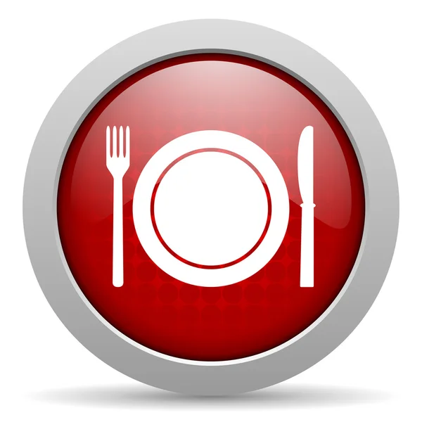 Makanan lingkaran merah ikon mengkilap web — Stok Foto