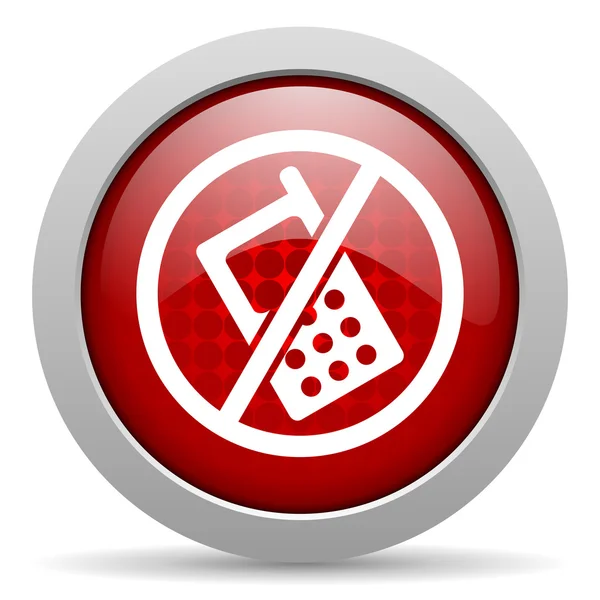 Geen telefoons rode cirkel web glanzende pictogram — Stockfoto