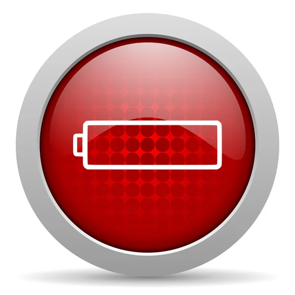 Batería círculo rojo web icono brillante —  Fotos de Stock