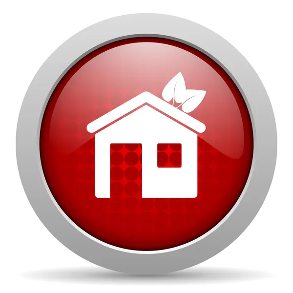 Huis rode cirkel web glanzende pictogram — Stockfoto