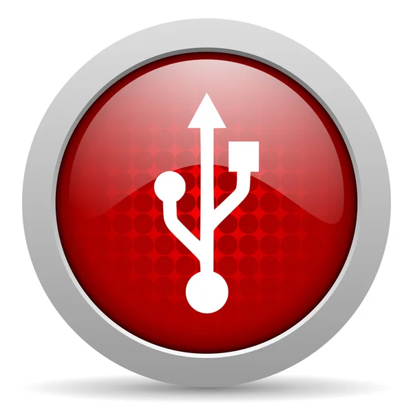 Usb red circle web glossy icon — Stock Photo, Image