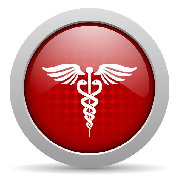 Caduceus red circle web icono brillante — Foto de Stock