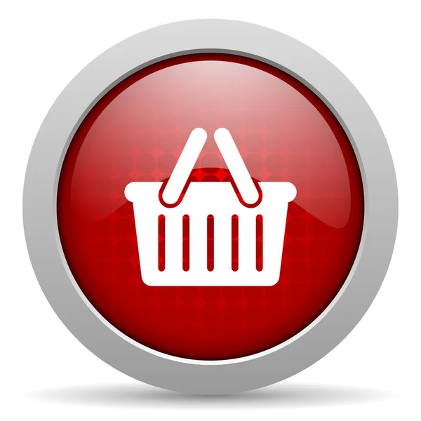 Carrito de la compra círculo rojo web icono brillante —  Fotos de Stock
