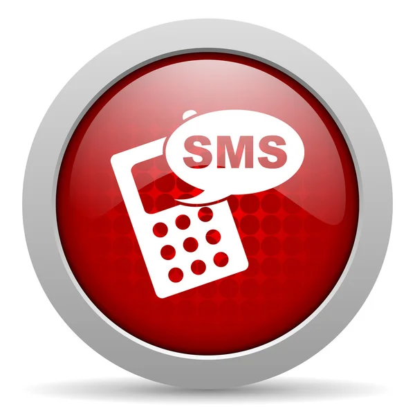 SMS kırmızı daire web parlak simgesi — Stok fotoğraf