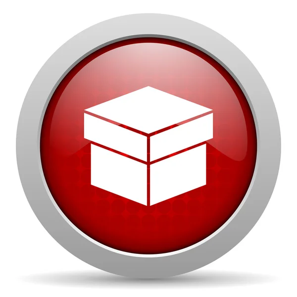 Caixa vermelho círculo web ícone brilhante — Fotografia de Stock