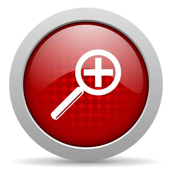 Magnification red circle web glossy icon — 图库照片