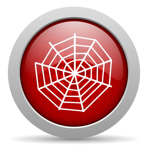 Spindelvev med rød sirkel glansikon – stockfoto