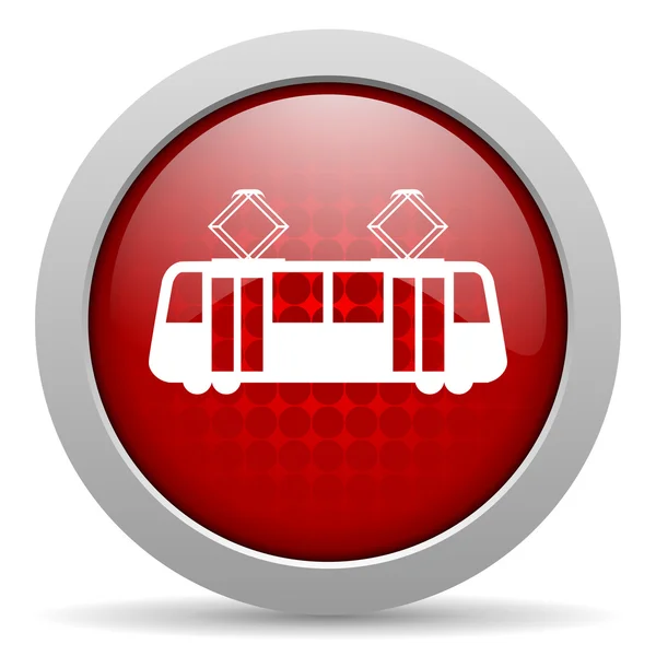 Tram rode cirkel web glanzende pictogram — Stockfoto