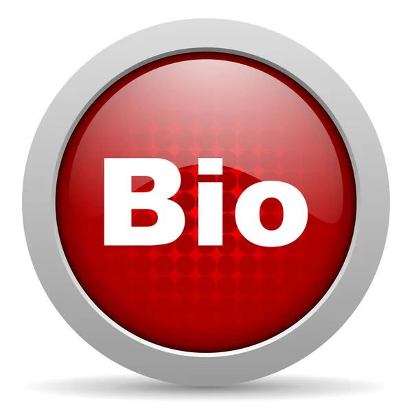 Bio vermelho círculo web ícone brilhante — Fotografia de Stock