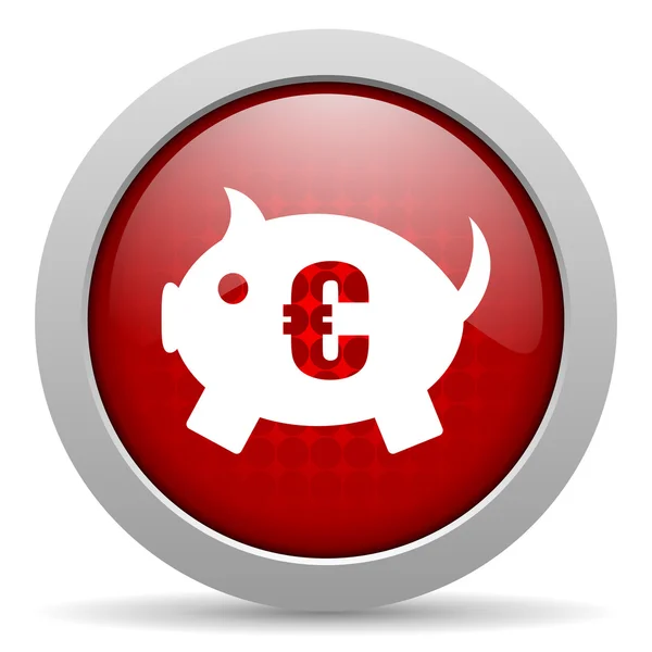 Sparschwein roter Kreis Web-Hochglanz-Symbol — Stockfoto