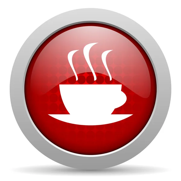 Café vermelho círculo web ícone brilhante — Fotografia de Stock