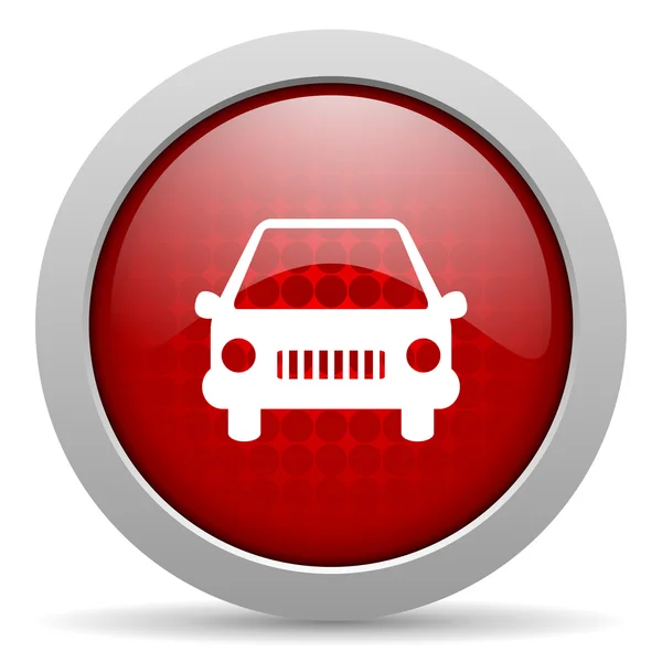 Autó vörös kör web fényes ikonra — Stock Fotó