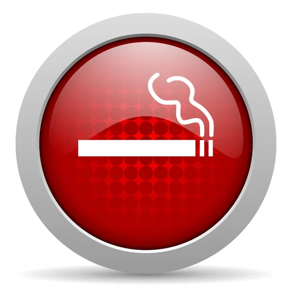 Κάπνισμα γυαλιστερό εικονίδιο web κόκκινος κύκλος — Φωτογραφία Αρχείου