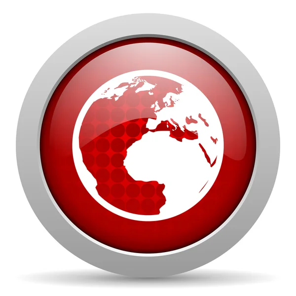 Earth red circle web glossy icon — Stock Photo, Image