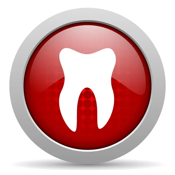 Lesklý ikona webové zub červený kruh — Stock fotografie