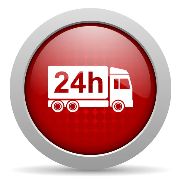 Delivery 24h red circle web glossy icon — Stock Photo, Image