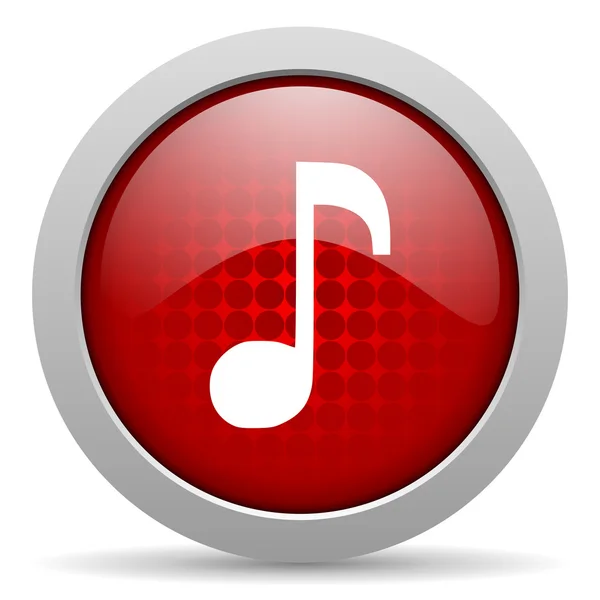 Muzyka czerwone koło WWW błyszczący ikona — Zdjęcie stockowe