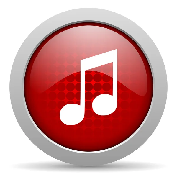 Lesklý ikona webové hudba červený kruh — Stock fotografie