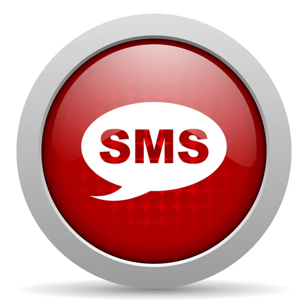 Sms red círculo web brillante icono —  Fotos de Stock