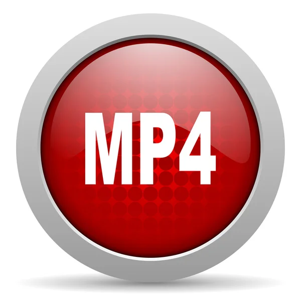 Mp4 roter Kreis Web-Hochglanz-Symbol — Stockfoto