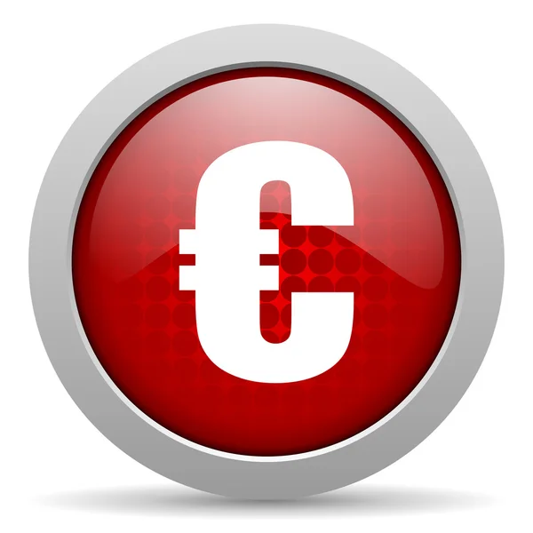 Euro vermelho círculo web ícone brilhante — Fotografia de Stock