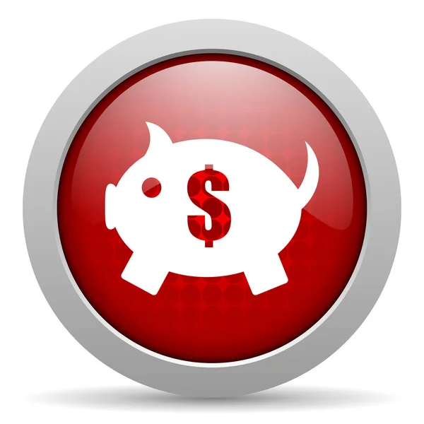 Piggy bank red circle web glossy icon — Stock Photo, Image