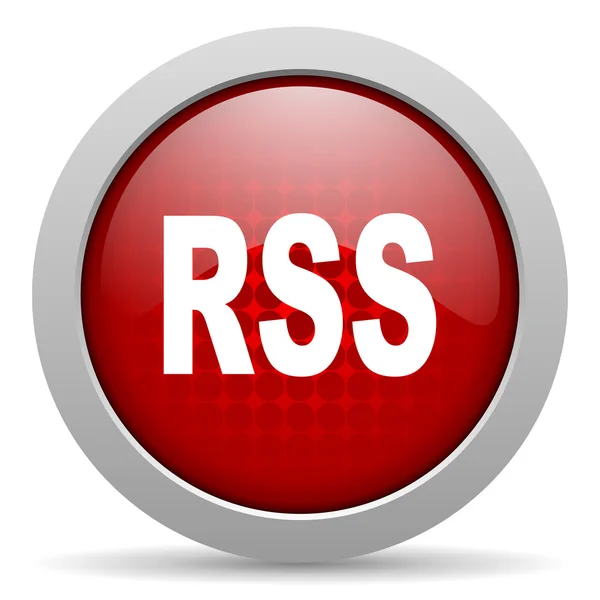 Rss red círculo web brillante icono — Foto de Stock