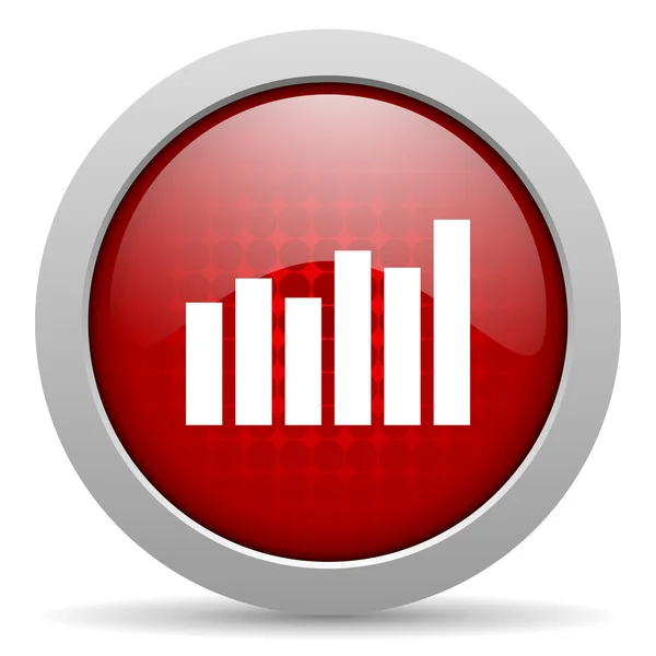 Bar graph red circle web glossy icon — Stock Photo, Image