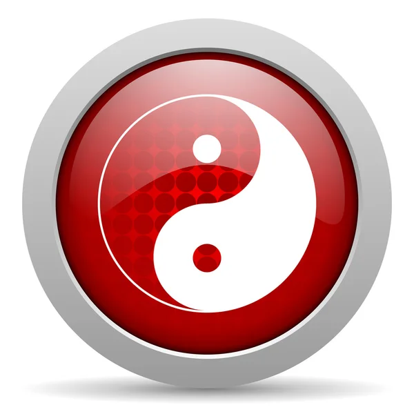 Ying yang vermelho círculo web ícone brilhante — Fotografia de Stock