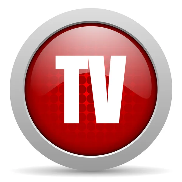 Tv 빨간색 원 웹 광택 아이콘 — 스톡 사진