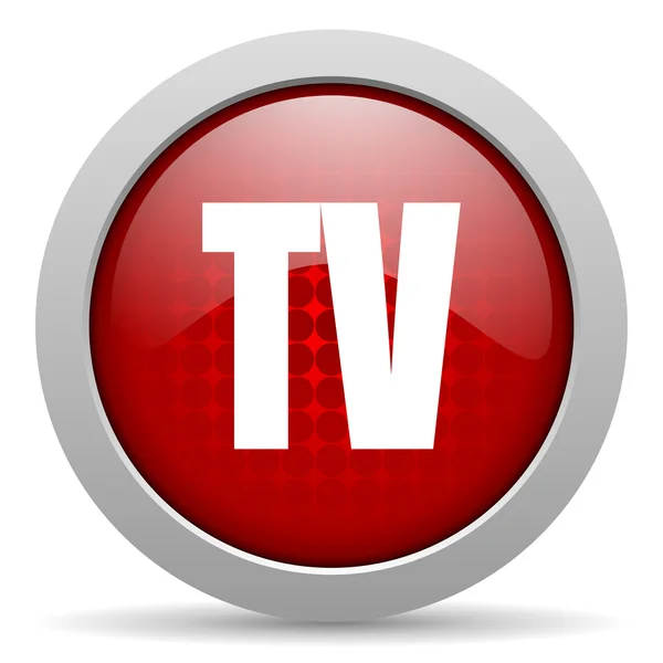 TV red circle web glossy icon — стоковое фото