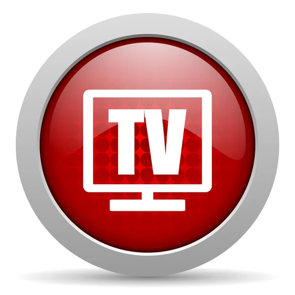 TV red circle web glossy icon — стоковое фото
