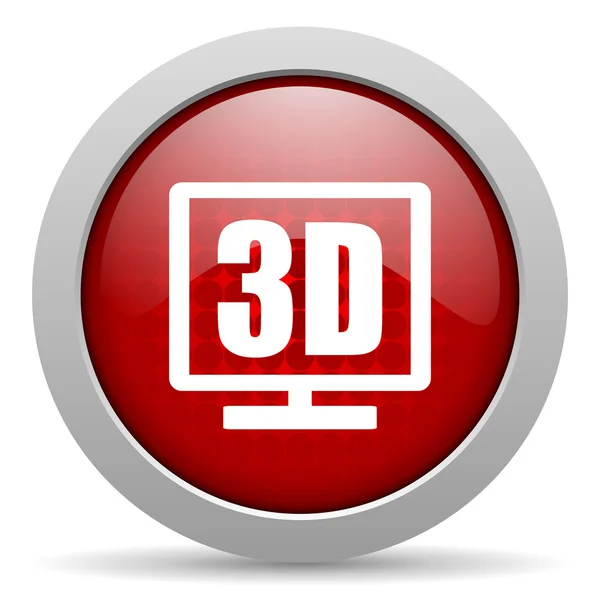 3D görüntü kırmızı daire web parlak simgesi — Stok fotoğraf