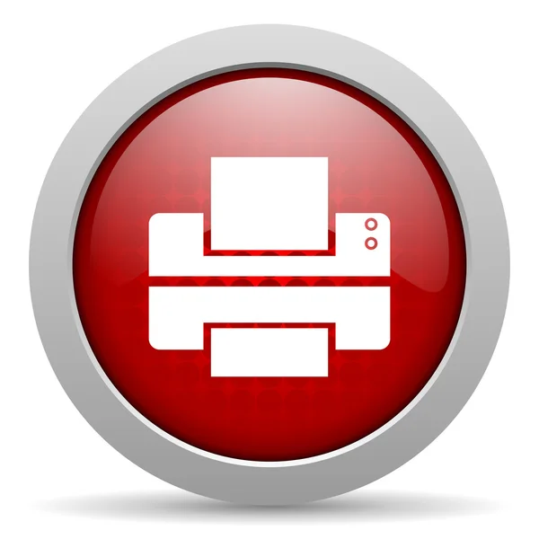 Printer red circle web glossy icon — Stock Photo, Image